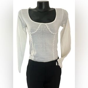 ASOS beautiful! ivory SCOOPNeck FITTED delicate sweater TOP size: S 2 EUC!